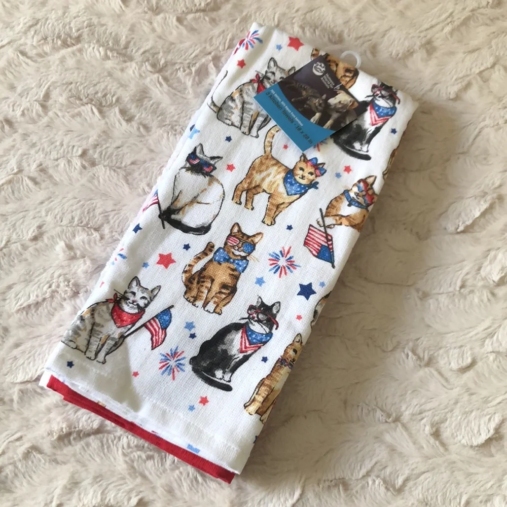 Patriotic Cat Kitchen Towel Set